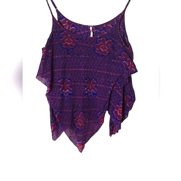 Free People Tank Top Cami Boho Ikat Dew Drop Handkerchief Hem - Picture 11 of 11